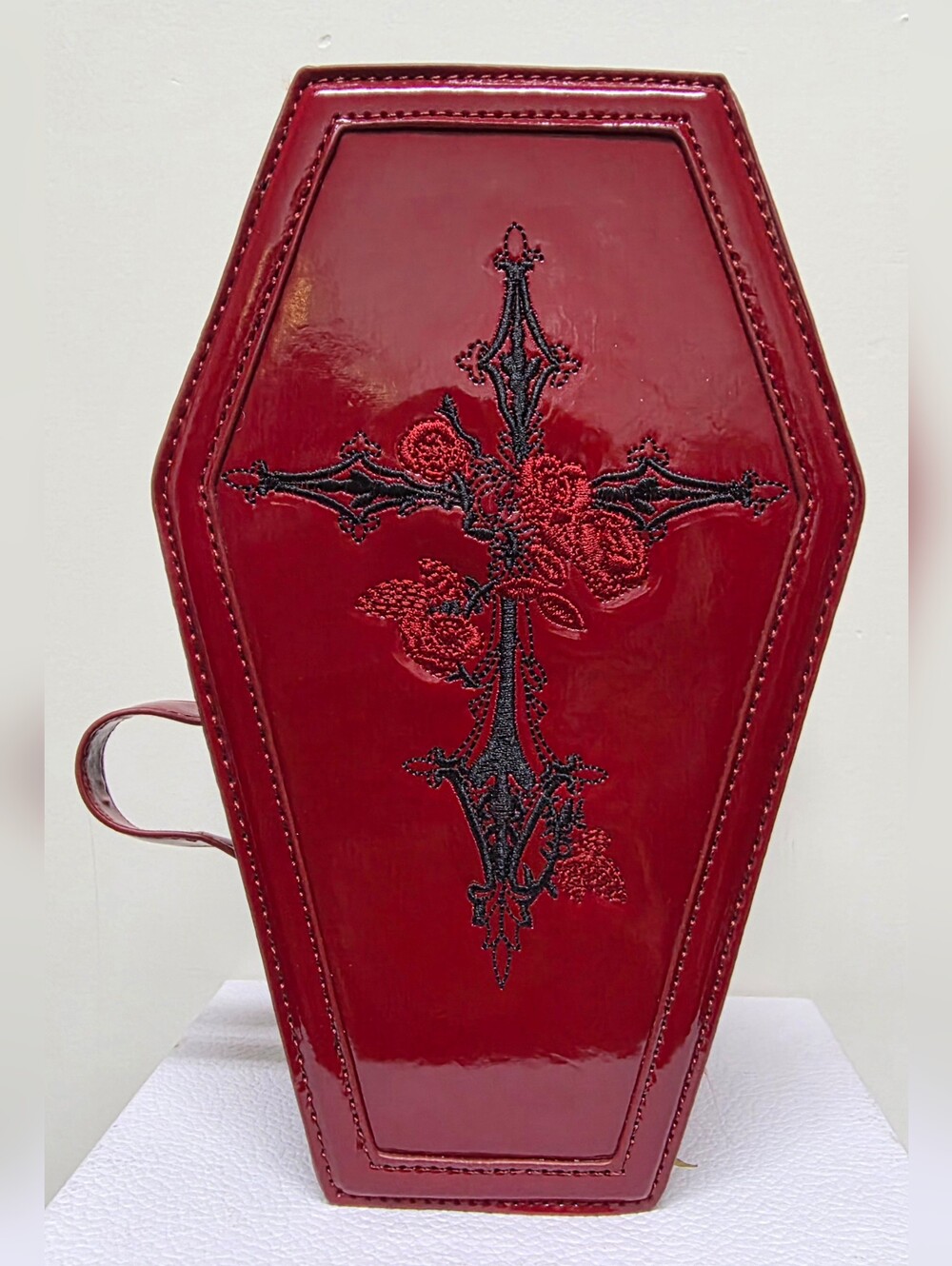RRISETAG Goth Coffin PU Leather Makeup Bag